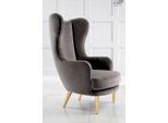 Wing Chair Poltrona Poltrona Poltrona 1 Posto Tessuto Lusso Soggiorno Moderno Grigio Nuovo