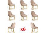Set Di 6X Poltrone Sedia Design Metallo Tessuto Imbottitura Sedie Catering Sala Da Pranzo Tessile