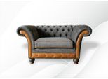 Poltrona Chesterfield Tessuto Grigio Soggiorno Design Rivestimento Di Lusso Nuovo Moderno