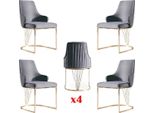 Gruppo Set 4X Poltrona Sedia Design Tessuto Rivestimento Sedie Gastro Sala Da Pranzo Tessile