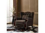 Design Elegante Poltrona Imbottita Chesterfield Seduta Televisiva Club Lounge Tessile Lusso
