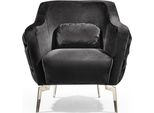 Poltrona Chesterfield Wing Chair Tessuto Soggiorno Poliestere Nero