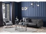 Poltrona Wing Chair Sedia Moderna In Tessuto Soggiorno Poliestere Grigio Design Seduta