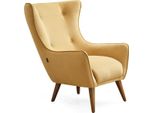 Poltrona Wing Chair Poltrona Cocktail Tessuto Soggiorno Poliestere Giallo Seduta