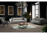 Divano 3 Posti Tre Posti Tessuto Soggiorno Grigio Chesterfield Nuovo