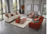 Poltrona Wing Chair Moderna Tessuto Soggiorno Poliestere Arancione Design