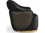 Poltrona Wing Chair Moderna Tessuto Soggiorno Poliestere Nero Design