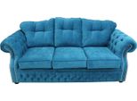Tessuto Chesterfield Blu Imbottito Divano A Tre Posti Per Il Soggiorno Design Jvmoebel ®