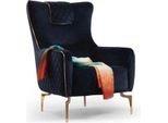 Poltrona Wing Chair Lusso 1 Posto Sedile Imbottito Design Tessuto Sedile Tessuto Moderno