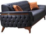 Lusso Divano Chesterfield Nero Moderno 3 Posti Mobili Di Lusso