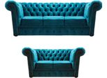 Set Da Salotto 2X Divani Set Di Divani Arredamento Moderno In Tessuto Chesterfield Nuovo