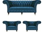 Set Moderno Chesterfield 3 Pezzi Divani Di Lusso Arredamento Completo Poltrone Sedute Mobili