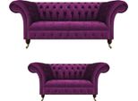 Divani Chesterfield Viola Divani 2Pc Soggiorno Mobili Di Lusso Tessile Imbottito Divano