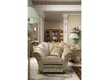 Poltrona Sedia Imbottitura Televisione Pelle Tessuto Beige Design Lounge Club Relax