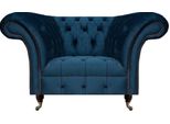 Poltrona Chesterfield Blu Soggiorno Poltrona Imbottita Lusso Tessile