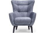 Poltrona Soggiorno Wing Chair Poltrona In Tessuto Grigio Imbottita Seduta Monoposto