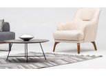 Poltrona Soggiorno Wing Chair Poltrona In Tessuto Beige Imbottita Seduta Monoposto