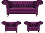 Set Di Divani Viola 3 Pezzi Chesterfield Soggiorno Di Lusso Mobili Tessili Imbottiti Divano