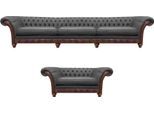 Set Di Divani Imbottiti 2 Pezzi Divano A Tre Posti In Tessuto Poltrona Grigia Chesterfield
