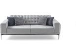 Soggiorno Moderno Chesterfield Grigio Chiaro 3 Posti Lusso Tre Posti