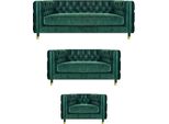 Set Di Divani 3 Pezzi Moderni Mobili In Tessuto Poltrona Soggiorno Chesterfield