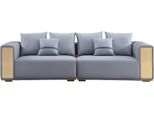 Divano Di Lusso 4 Posti Divano Imbottito Blu Seduta Tessile Design Divano Moderno Nuovo