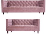 Rosa Lusso Completo 2X Divani Divano Tre Posti Con Divano Due Posti Chesterfield