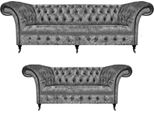 Set Di Divani Chesterfield Grigi Design Di Lusso Mobili Imbottiti Soggiorno