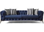 Divano Chesterfield A 3 Posti In Velluto Blu, Arredamento Di Lusso Per Divani Da Salotto