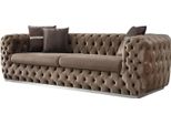 Divano 3 Posti Imbottito Divano Marrone Tessuto Seduta Design Divano Moderno Chesterfield