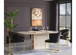 Sala Da Pranzo Completa Set Da Pranzo Di Lusso Tavolo Da Pranzo Sedie 5Pcs Beige Zona Pranzo