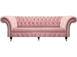 Mobili Imbottiti Divano Tre Posti Nuovo Tessile Rosa Arredamento Soggiorno Chesterfield