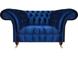 Poltrona Da Salotto Chesterfield Lusso Blu Lusso Tessile Imbottito Mobili Arredamento