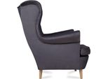 Poltrona Chesterfield Wing Chair Poltrona Divano Divano Imbottito Seduta Lounge Relax Tessuto Grigio
