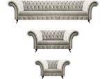 Design Di Lusso Set Di Divani 3 Pezzi Chesterfield Soggiorno Bianco Arredamento Completo