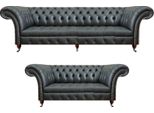 Completo In Pelle 2X Divani Chesterfield Mobili Imbottiti Set In Pelle Nuovo Arredamento