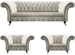 Design Completo Chesterfield 2X Poltrona Divano Soggiorno Divano Tre Posti Nuovo