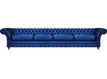 Divano Moderno Di Lusso Divano A Quattro Posti Blu Chesterfield Soggiorno
