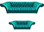 Chesterfield Mobili Imbottiti 2X Divani Blu Sedute Mobili Soggiorno Set