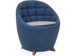 Poltrona Tonda Blu Di Design Imbottita Salotto Monoposto 1 Posto Nuovo