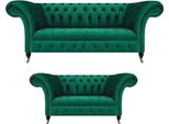 Set Completo Di Divani Verdi 2X Divani Chesterfield Arredamento Tessile Imbottito Divano