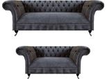 Grigio 2X Divani Soggiorno Divano Arredamento Mobili Imbottiti Chesterfield