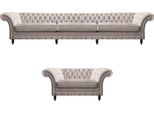 Mobili Imbottiti Divano Beige A Tre Posti Poltrona Soggiorno Chesterfield
