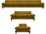 Set Di Divani In Tessuto Completo 3 Pezzi Mobili Imbottiti Soggiorno Chesterfield