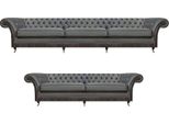 Set 2X Divani Imbottiti Grigio Arredamento Completo Arredamento Chesterfield
