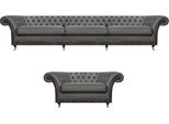 Mobili Imbottiti Divano A Tre Posti Grigio Poltrona Soggiorno Chesterfield Set