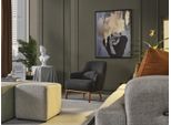 Poltrona Design Salotto Imbottito Di Lusso Grigio Soggiorno Moderno Legno Tessuto