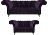 Lusso Viola 2X Divani Arredamento Soggiorno Suite Mobili Imbottiti Chesterfield