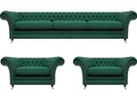Soggiorno Divano Di Lusso 3 Pezzi Verde Arredamento Di Design Chesterfield