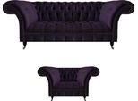 Set Di Arredamento Di Lusso Di Design Viola Divano A Tre Posti Nuova Poltrona Chesterfield